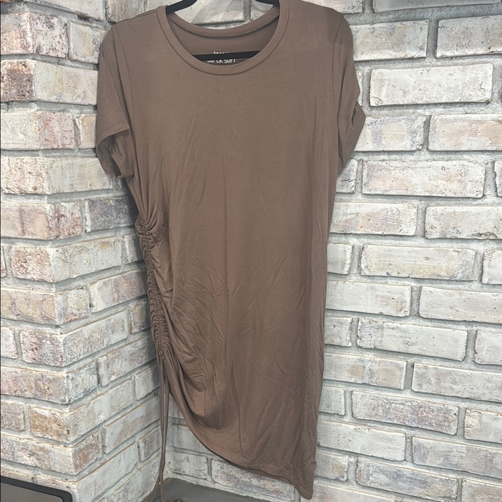 Torrid Brown Asymmetrical Ruched T-Shirt